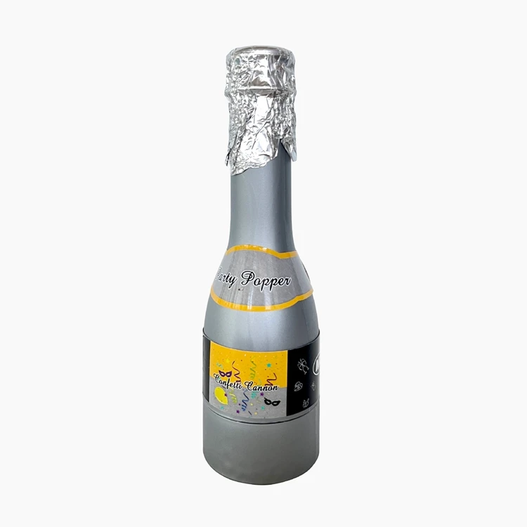 Mini bouteille canon à confettis 16cms or - Article de fête