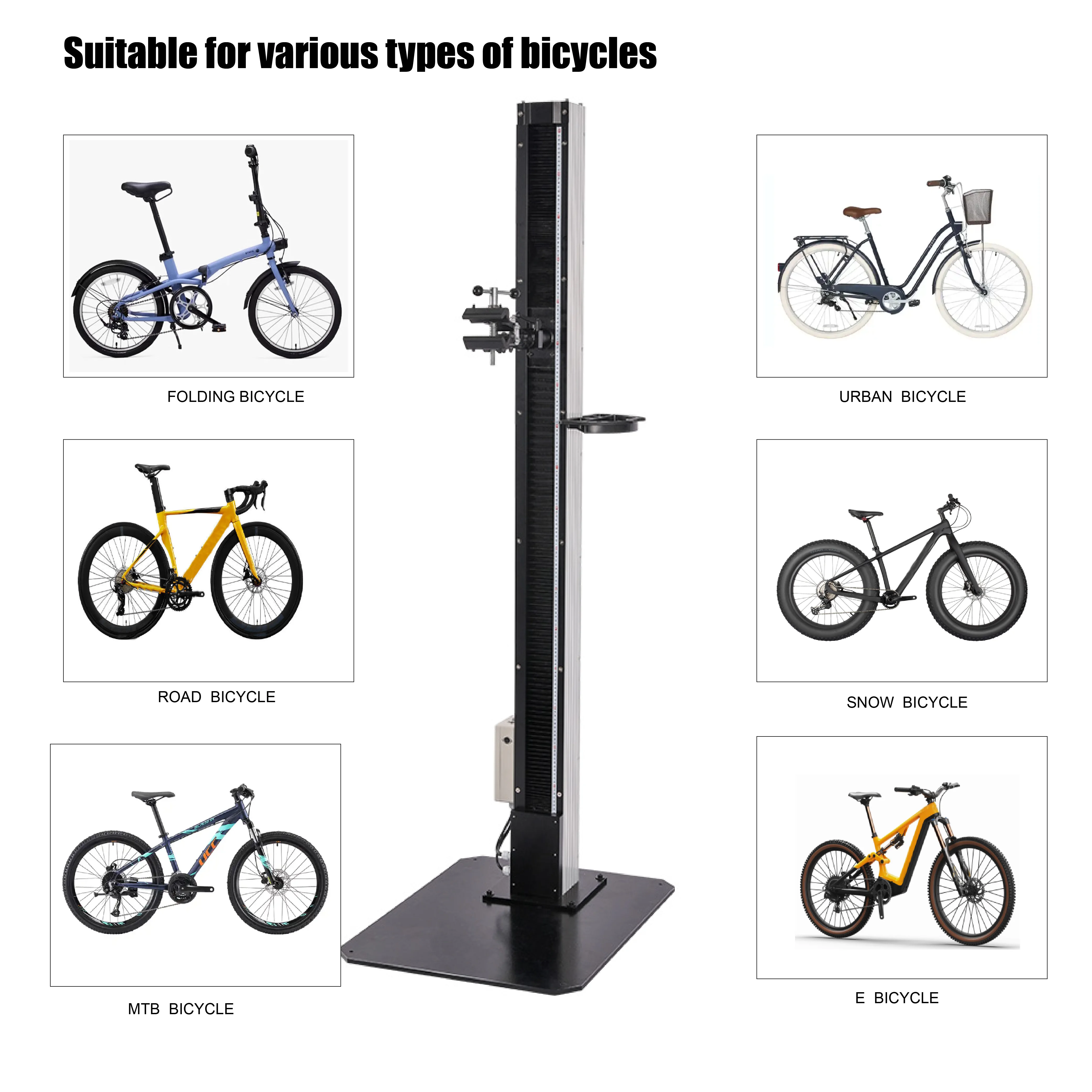 Support De Réparation Vélo Réglable En Hauteur - Portatif, Charge Max 30kg (66 Lb) - Noir