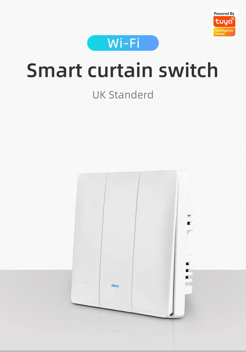 Tuya smart curtain controller smart life app control AI voice control UK standard button curtain motor switch