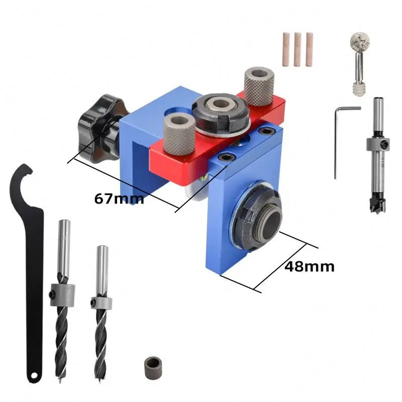 TEBAK W-136 Woodworking  Three in One Circular Wooden Tenon Panel Furniture Auxiliary Drilling  Tool Woodworking Pocket Hole Jig