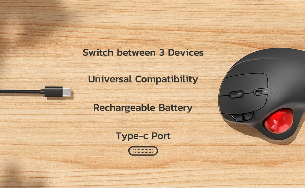 Souris trackball mini sans fil pour droitier, rechargeable, ergonomique, facile à contrôler avec le pouce, suivi optique précis et fluide, lecteur d'empreintes digitales