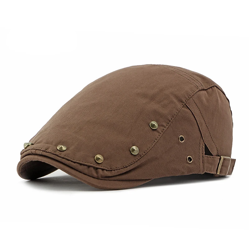 Wholesale Stylish Premium Solid Color Flat Top Ivy Hat Caps Men Ivy Gatsby  Hat Cap Custom Autumn Winter Men Studs Newsboy Cap