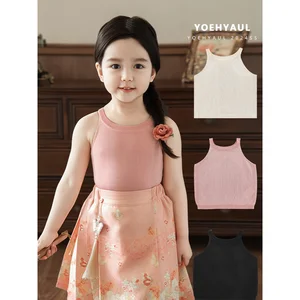 YOEHYAUL X4354 NO MOQ 100% Lyocell Kids Vest Tops Child Solid Breathable Girls Tank Top Kids