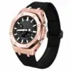 Sandblast Rose Gold Case + Carbon Fiber Buckle Black Nylon Strap