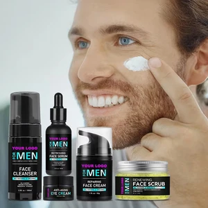 Hydrating & Brightening Men Skin Care Set Glycerin & Nicotinamide for Moisture Boosting & Even Tone Daily Use