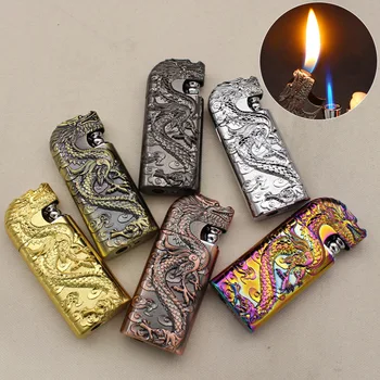 HB909  Dual fire switchable open flame lighter, metal windproof jet flame lighter wholesale