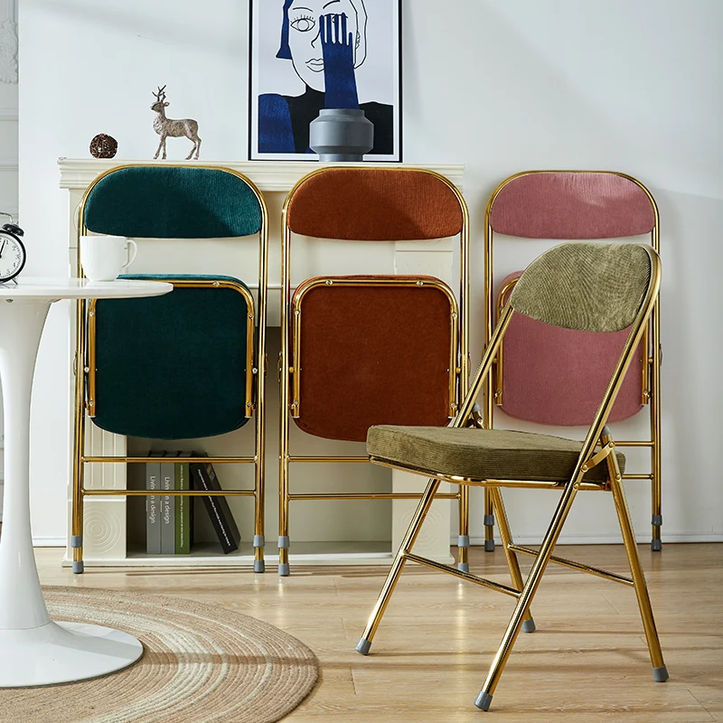 Dining Chairs Folding Gold Luxury Nordic Velvet Leather Home - Main Image