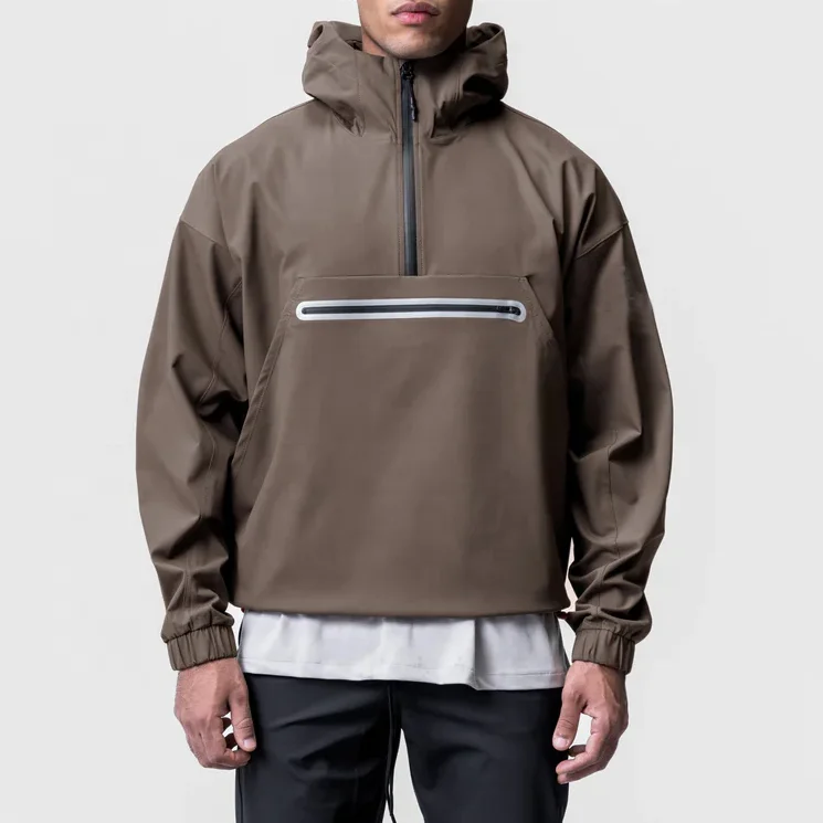 Adjustable Hem Elastic Sleeve Cuffs Design New Fashion Blank Waterproof Jacket Hoodie for Men