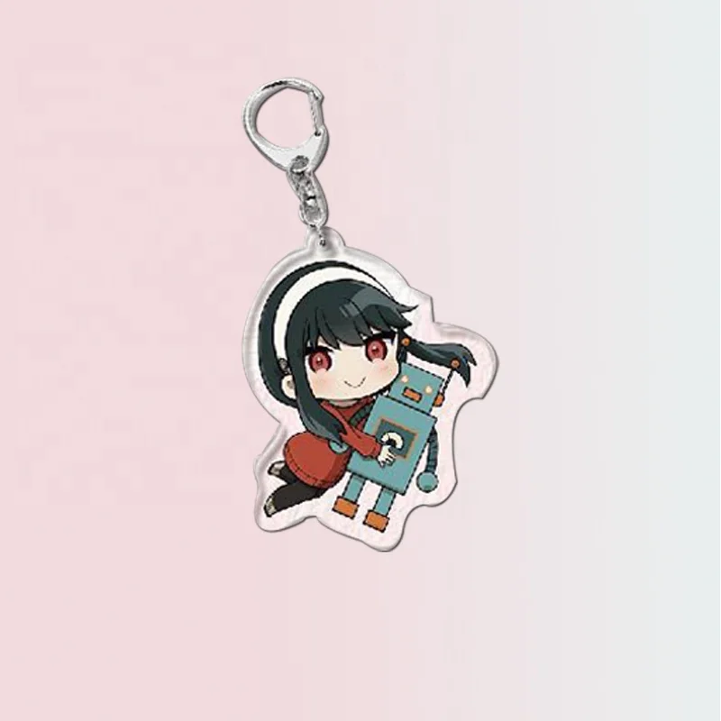 Custom Acrylic Keychain Eco-friendly Cheap Price Hologram Made Acrylic Keychain Holographic Anime Glitter Acrylic Charm