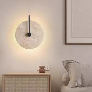 Nordic Wabi Sabi Travertine Sconce Natural Stone Wall Light Bedside Home Decor Living Room Restaurant Hotel Corridor Wall Lamp