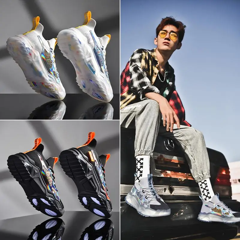 
Модные мужские кроссовки с прозрачной подошвой, повседневные, для улицы, под заказ, с логотипом 
