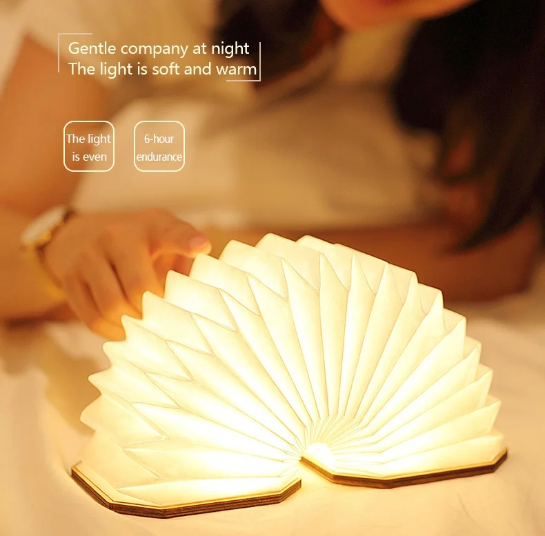 Creative Led Book Table Lights Usb Foldable Flip Paper Cultural Novelty Modern Night Organ Desk Lights