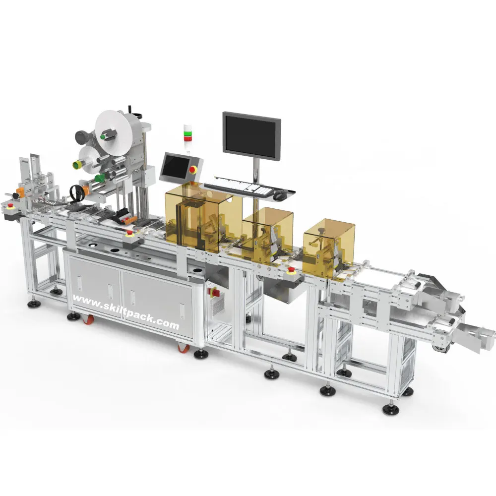 SKILT Automatic Plane RFID Tag Label Labeling Machine Label Applicator with Feeder