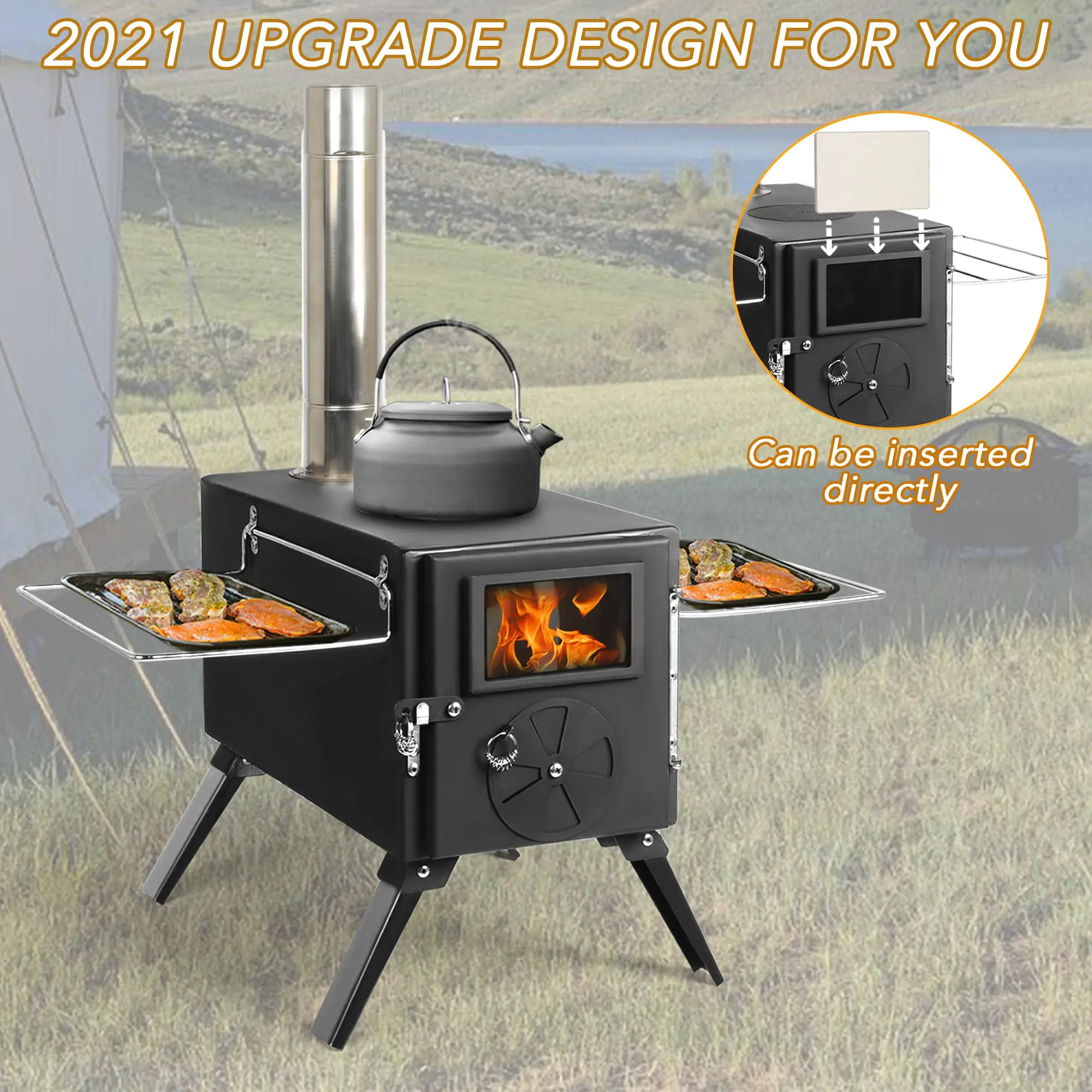 Camping Stove Grill Smokeless Outdoor Chimney Pipe Tube Stainless Steel ...