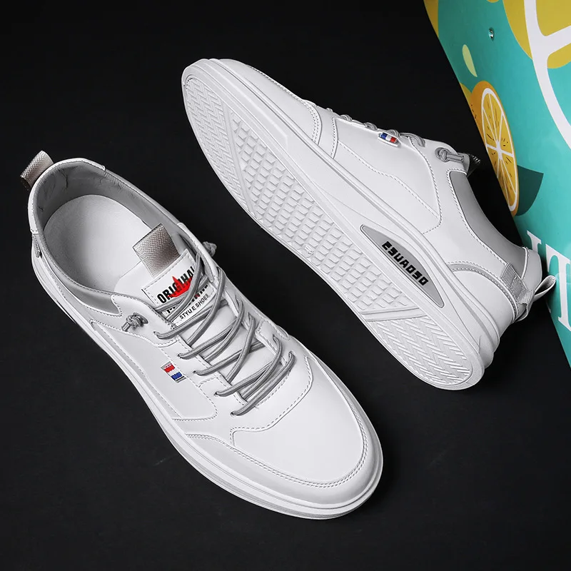 Summer Breathable Thin Men's Shoes 2022 New Casual White Leather Shoes
