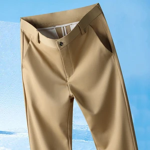 Summer Thin Male Casual Pants Quick Dry Formal Dress Pants Men Regular Fit Suit Pants Khaki Trousers