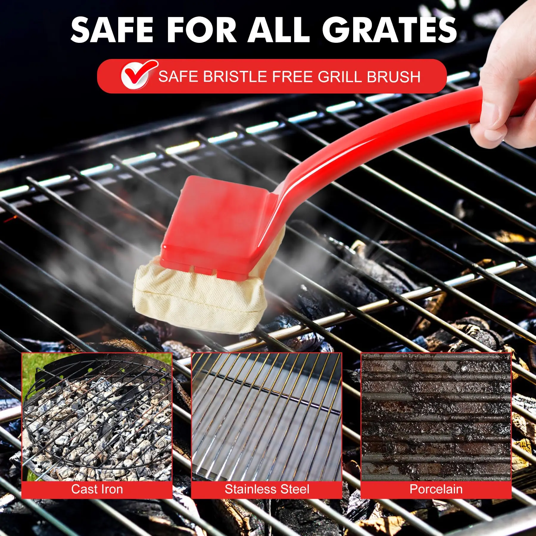 Factory Direct Sale Detachable Replaceable Cleaning Charcoal Safe Bbq Sponge Bristle Free Grill