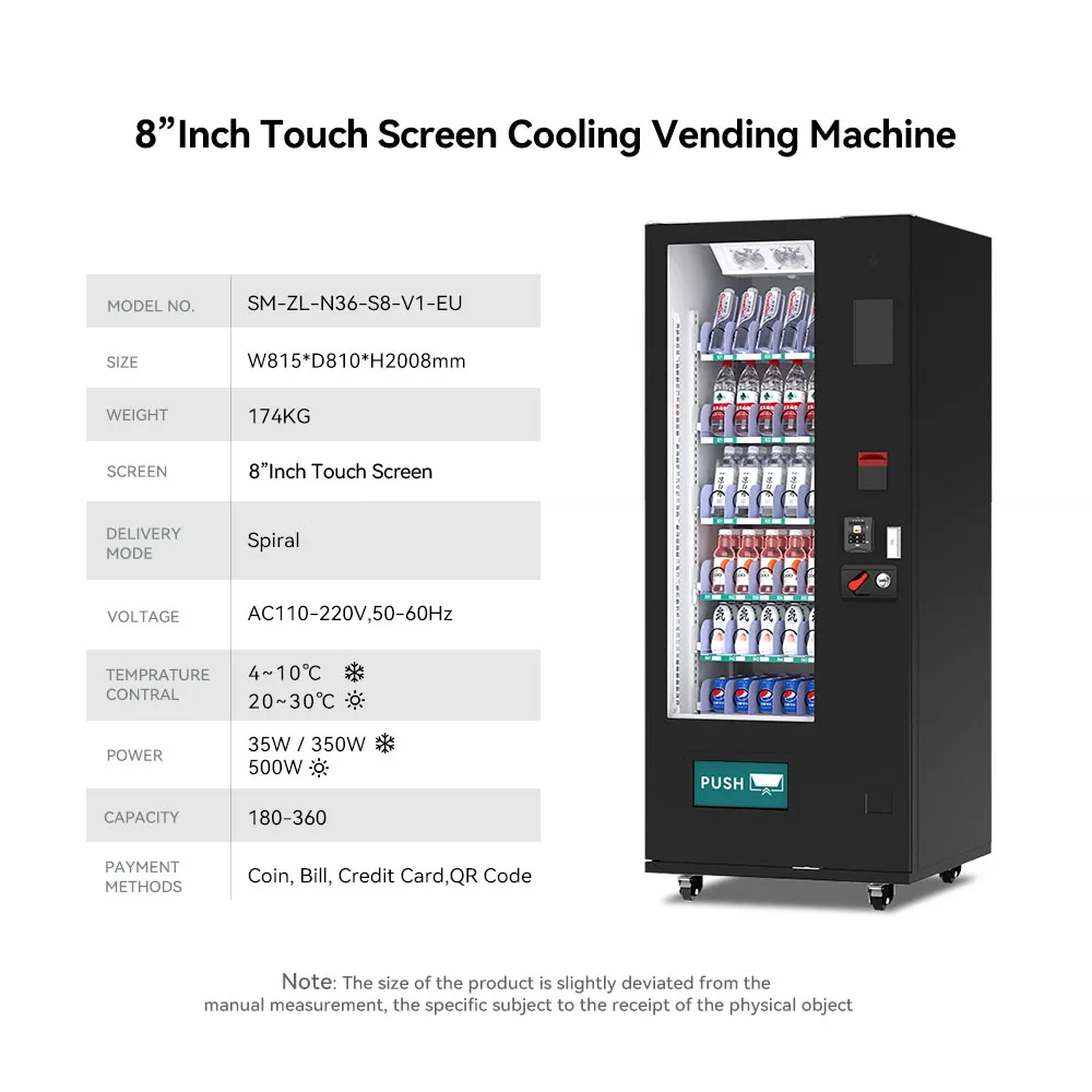 Small Capacity Vending Machine Smart Combo Cold Can Beer Bottled Drinks Beverage Vending Machines with Visa/Cash/Coin Payment
