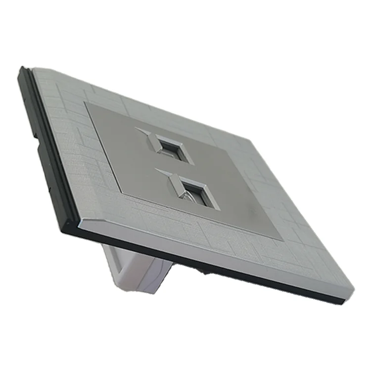 VNX Standard 1 Gang10A Telephone Socket With 1Gang Date Socket RJ45 Silver Brush Meteor Rain Series Electrical Wall Socket