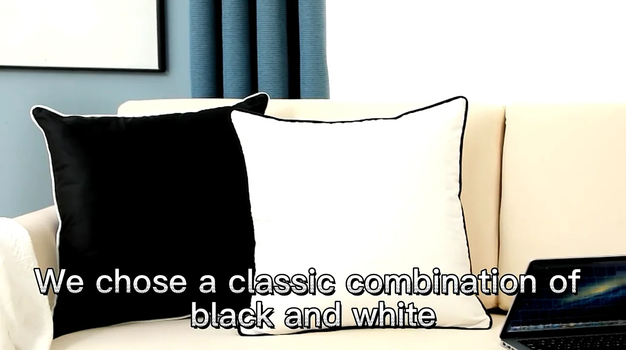 Modern Home Decorative Custom Black And White Cushion Cover Set Piping