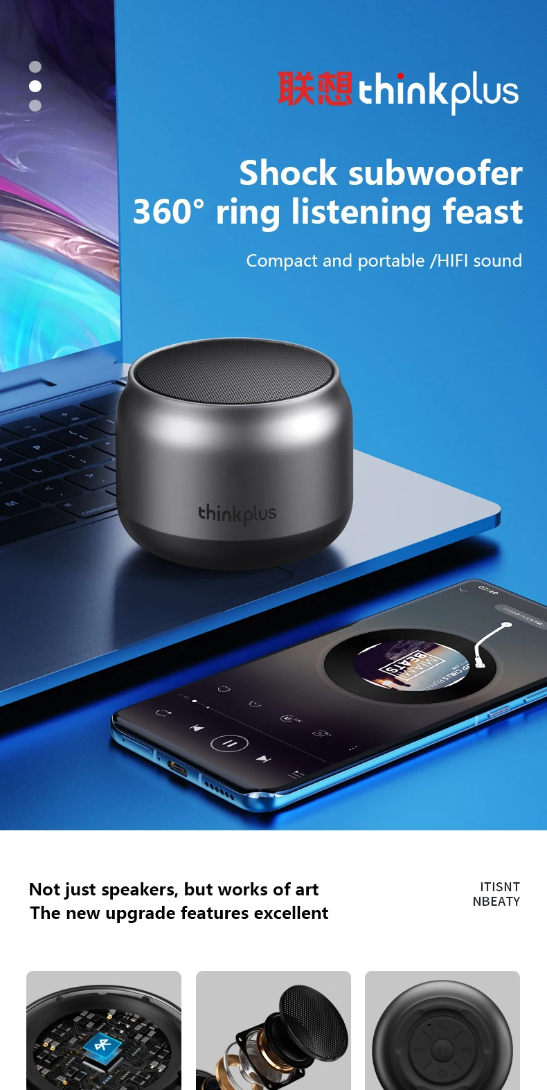 Original Lenovo K30 Wireless Bluetooth Speaker Mini Surround Stereo ...