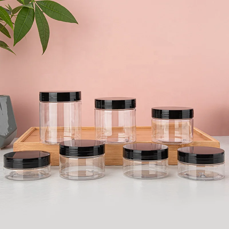 Wholesale Empty Different Capacity 50ML 80ML 100ML 120ML 150ML 200ML 250ML Cosmetic Cream Pet Plastic Jar With PET Lid