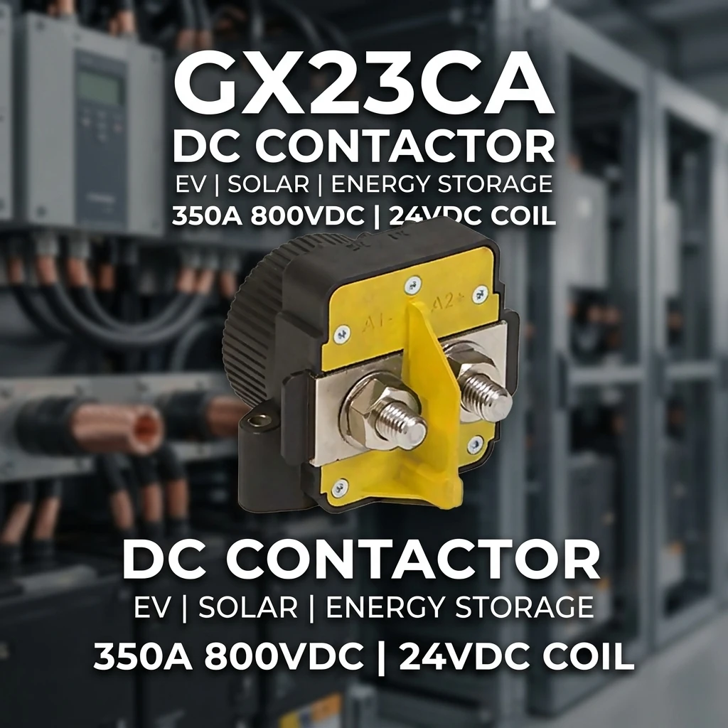 คอนแทคเตอร์กำลังไฟแบบปิดผนึกประสิทธิภาพสูง รุ่น GX23CA สำหรับ Sensata-Gigavac กระแส 350A แรงดันไฟฟ้าตรง 24VDC สูงสุด 800VDC ขนาดกะทัดรัด เหมาะสำหรับระบบพลังงานแสงอาทิตย์กำลังสูง