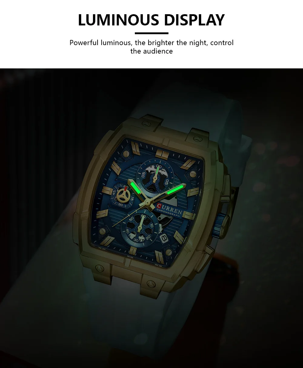 CURREN 8488 New Men Watch Six Hand Chronograph Multi Function