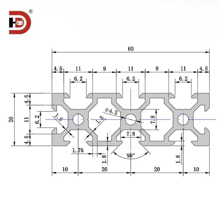 product 2060v slot industrial extruded aluminum profile 2060v slot aluminum alloy guide rail panel track printer-3