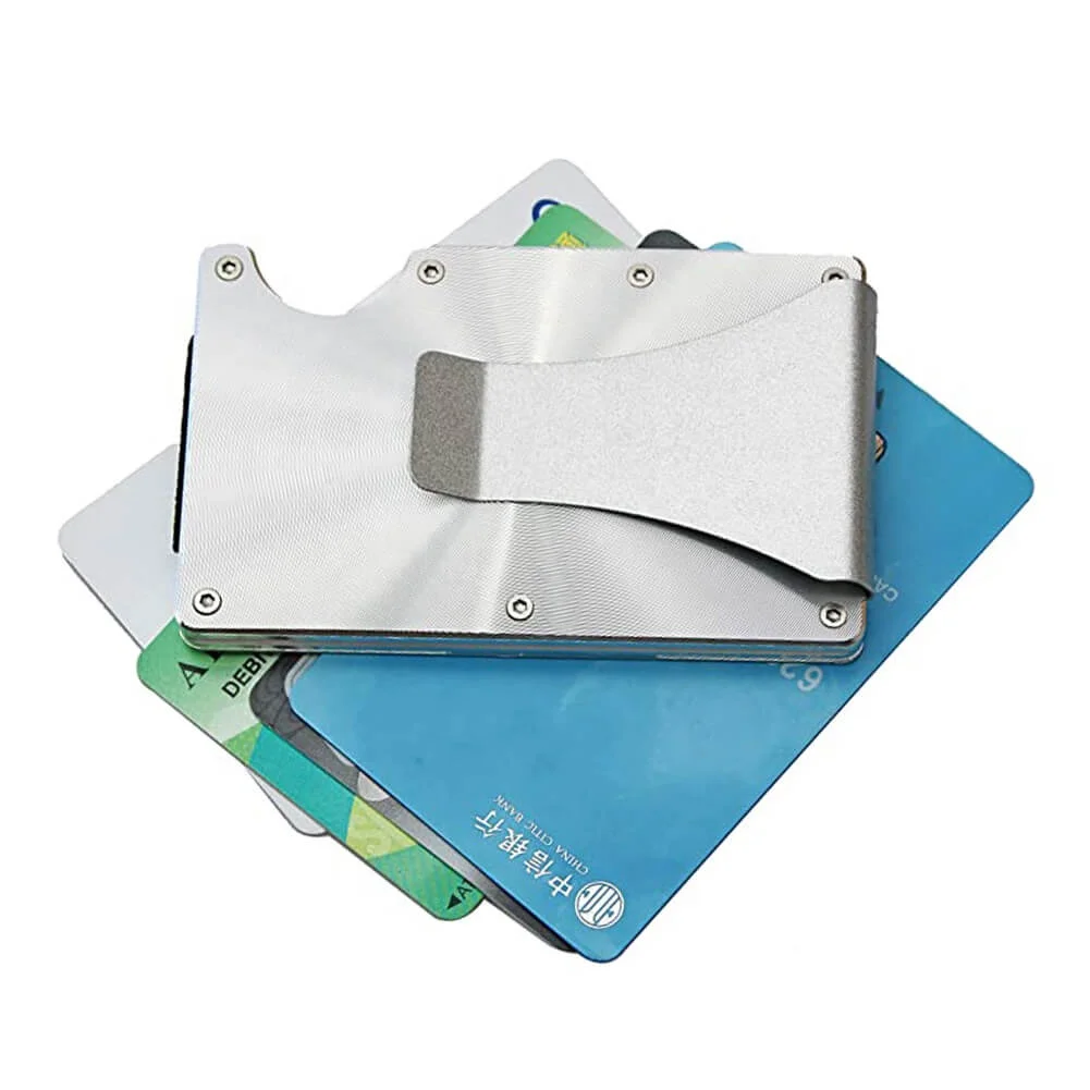 New Style  RFID Blocking Aluminum Alloy Silver Credit Cards Wallet Small Business Card Holder Case Wallet Card Holder