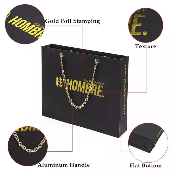 Custom Foil Stamping Logo Luxury Paper Bag Tote Gift