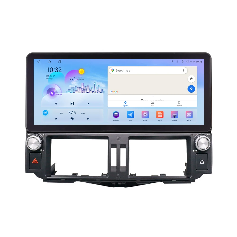 12.3'' Android Radio Carplay BT Multimedia Qled Screen Stereo Radio Player for Toyota Land Cruiser Prado 150 2010~2013 2014~2017