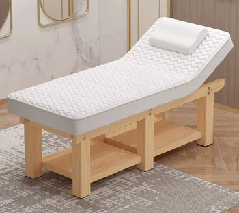 Solid Wood Beauty Bed Multifunctional Head Treatment Bed Physiotherapy Massage Bed With Hole for Beauty Salon Spec