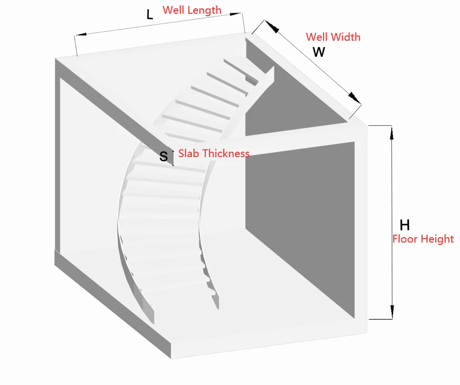 Gorgeous Design Custom Oak Tread Stairs Glass Railing Curved Staircase with Led Light from Foshan Factory supplier