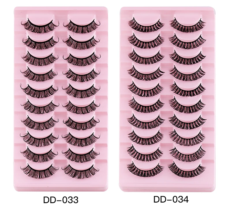 Wholesale 10 Pairs Pack Russian Strip Lashes Faux Mink Volume D Curl Eyelashes Eye Lash Style 7148