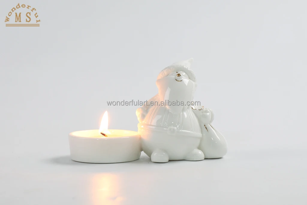 Christmas ornaments ceramic candle holder Santa Claus candle container desktop candle vessels home decoration