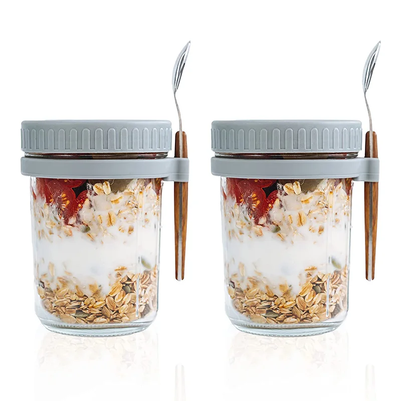 Overnight Oats Containers With Lids And Spoons Glass Mason Overnight