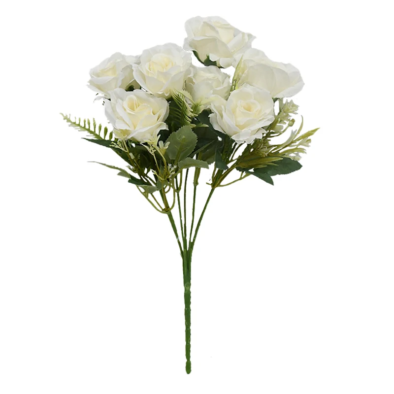High Quality Low Price Artificial Flower Rose Bouquet Silk Wedding
