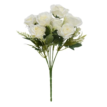 High Quality Low Price Artificial Flower Rose Bouquet Silk Wedding Decoration Centerpiece Flower