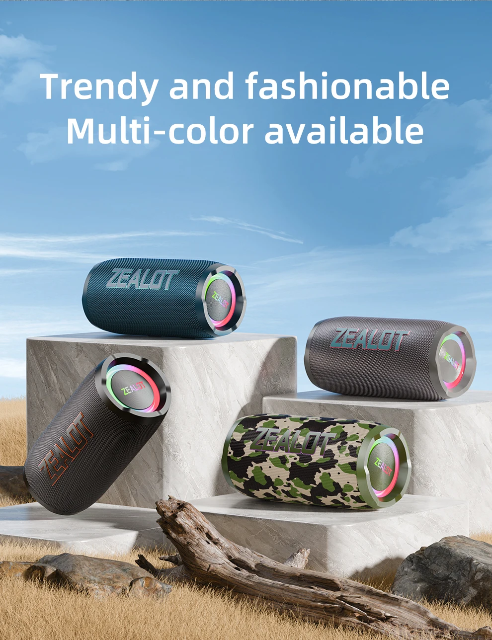 50w Ipx6 Waterproof Portable Bluetooth Speaker With Rgb Light & Aux Support
