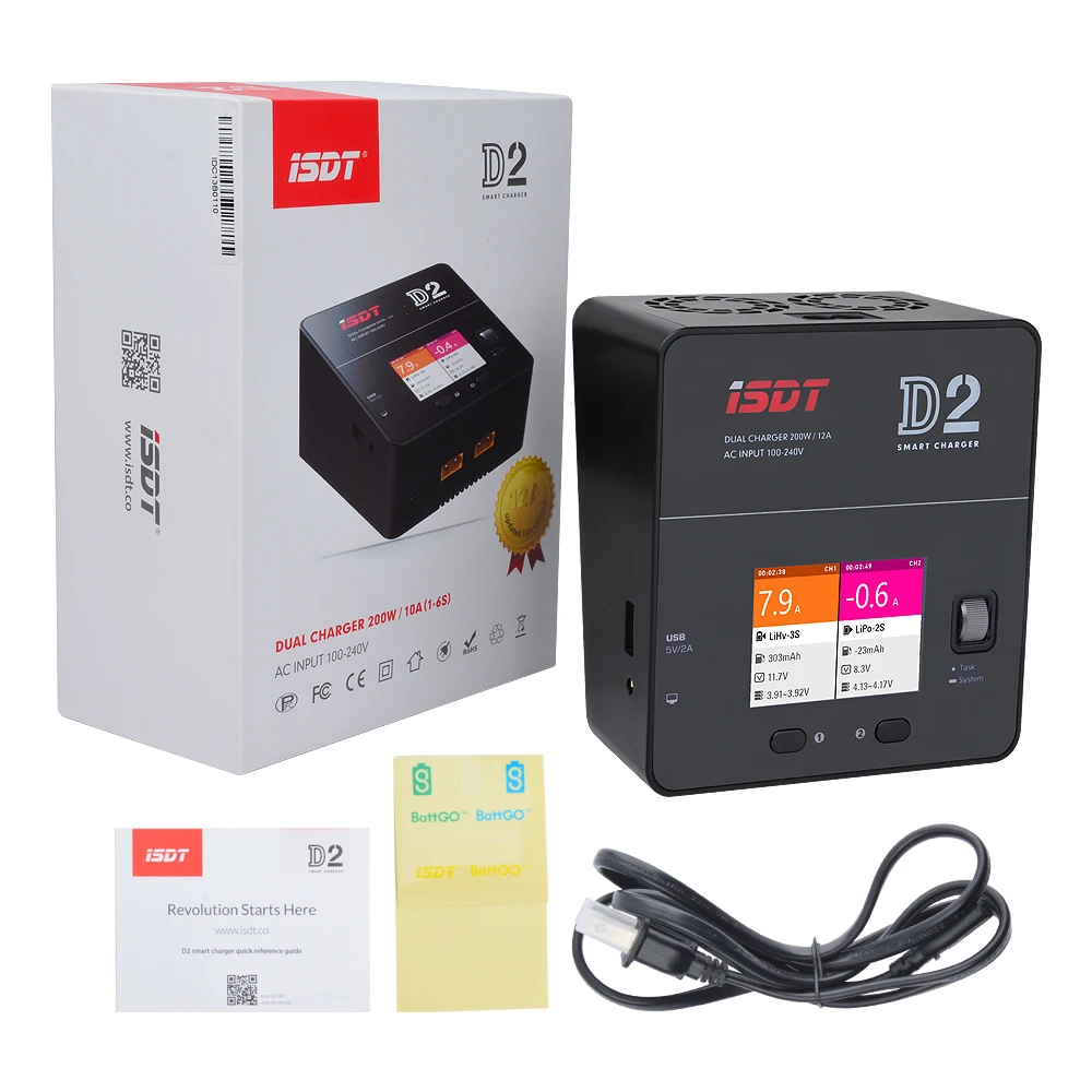 ISDT D2 MARK II 200W 20A AC Zweikanal-Ausgangs ladegerät für RC-Auto-Flugzeug hu