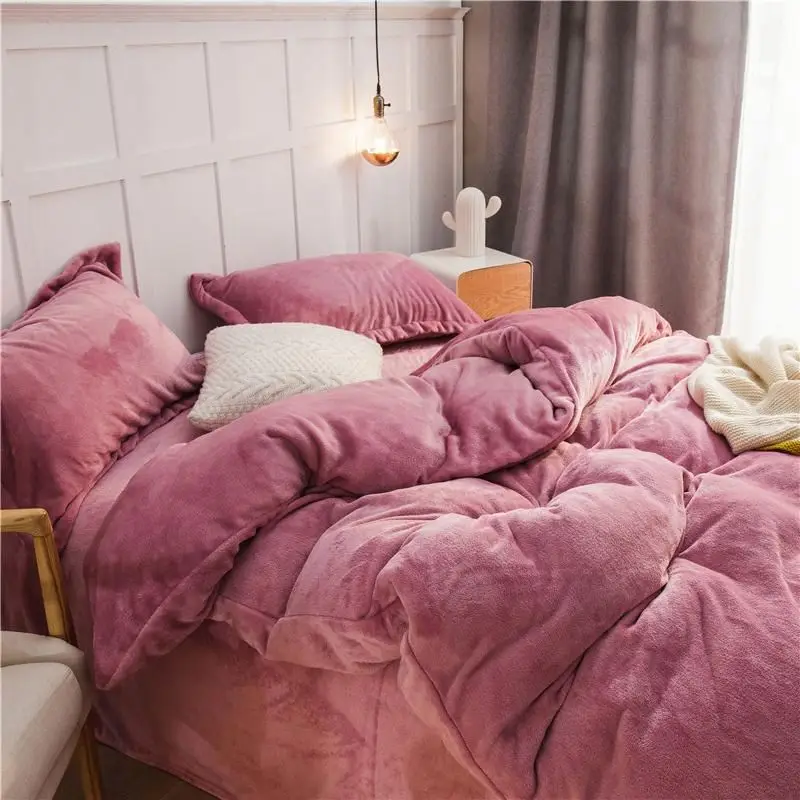 
 Двухразмерный цветной тканый простой окрашенный лохматый льняной вельветовый фланелевый пододеяльник набор  