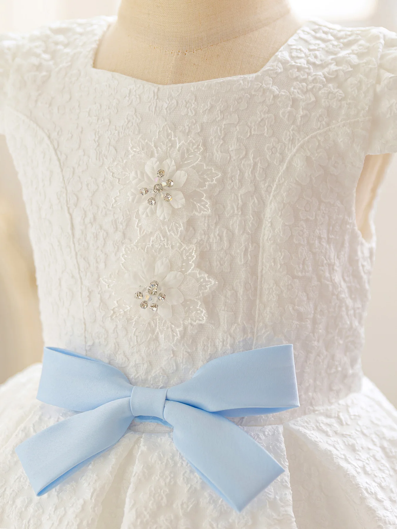 Baby Wedding Dress Girl Princess Bow Slip Pearl Belt