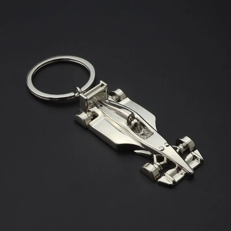 New Arrive Racing Key Chain Silver Color Alloy Full Wheel Car Key Chain F1 Racing Car Keychain for Christmas Gift Key Ring