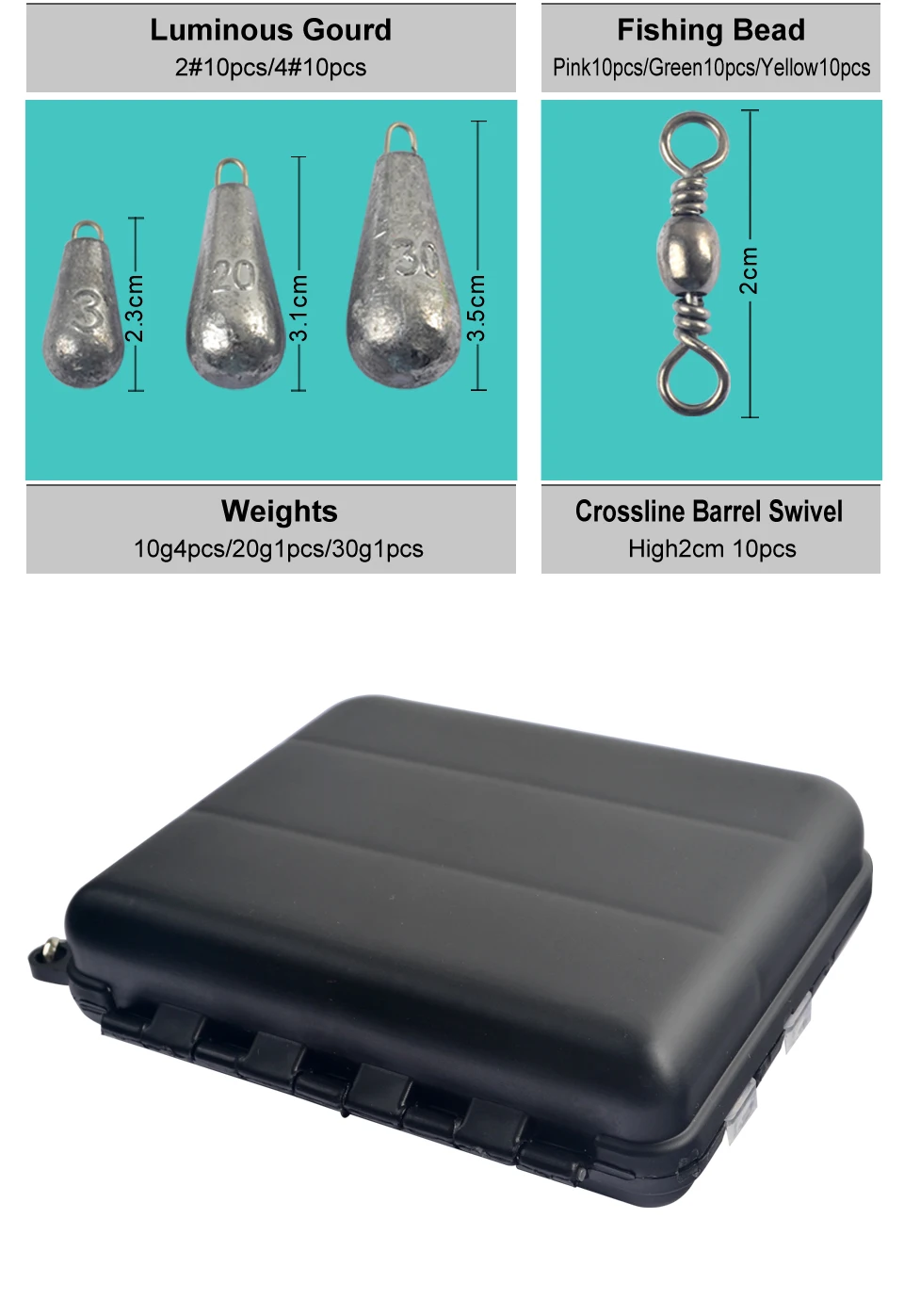 177 Pcs/box Fishing Accessories Set Crank Hook Sea Fishing Lead Sinker Swivel Accessories