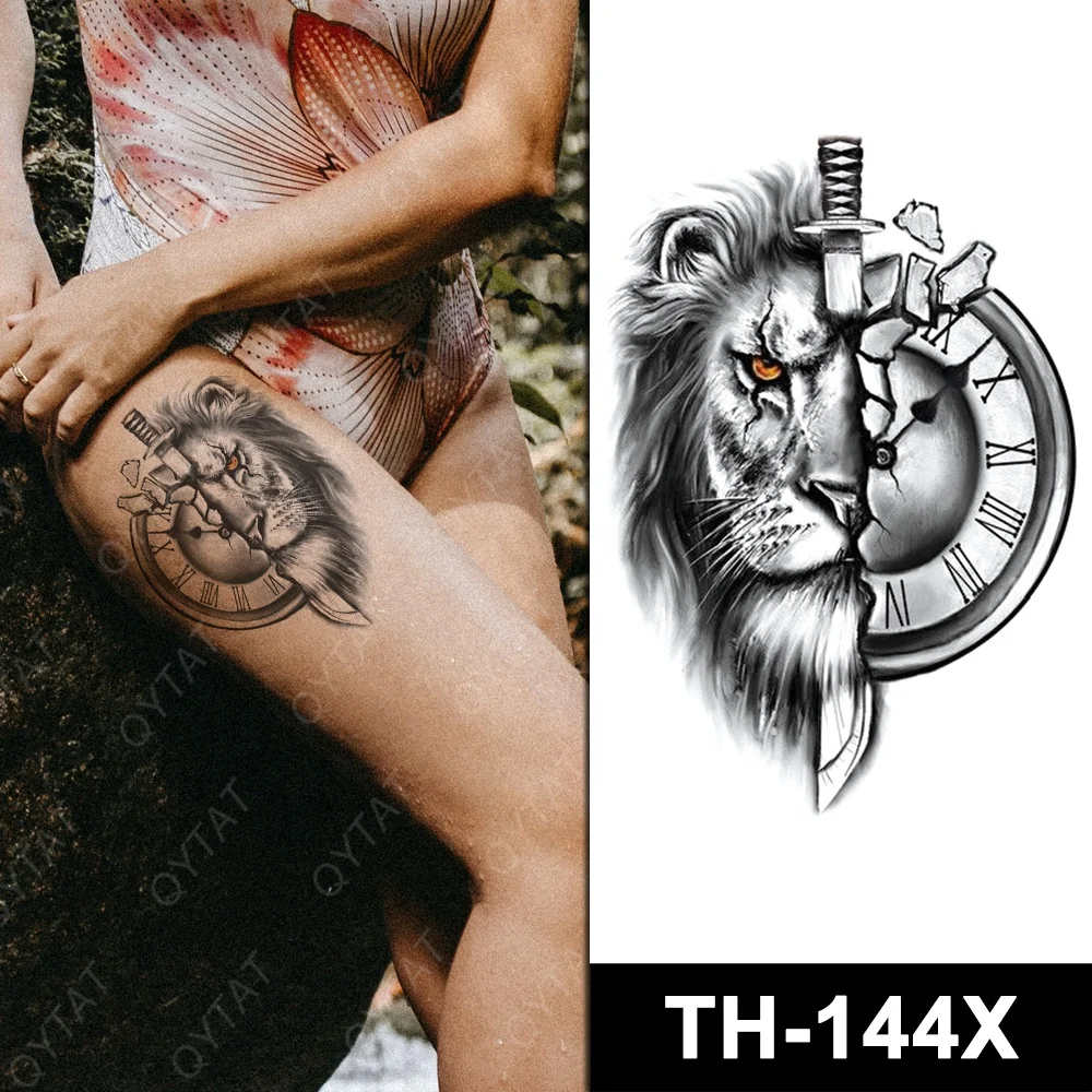 Washable Tribal Men Cool Temporary Tattoo Leg Sleeve