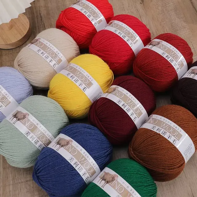 290 Fine Merino Wool Yarn Balls for DIY Soft Hand- Knitted Sweaters Coats Flame Retardant Recycled Woolen Yarn 100g for Weaving