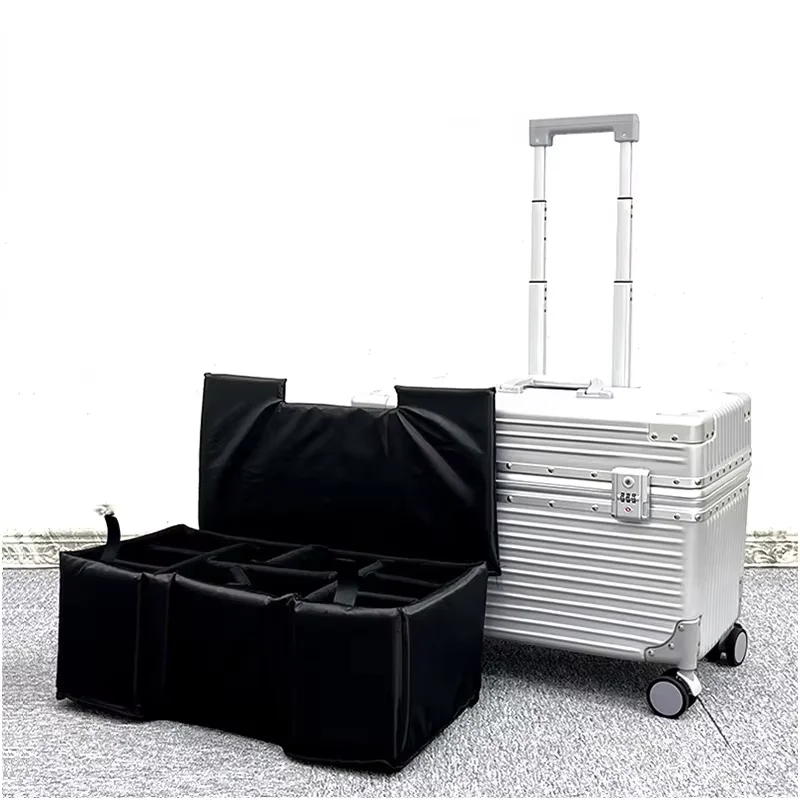 18" 20" Aluminum Frame Cabin Carry-On Trolley Case Handheld Luggage for Photography Tools & Beauty Instruments Pilot Case