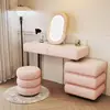 Cassettiera a tre cassetti imbottita in legno massello, design rosa, tavolo da 120 cm