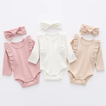 2024 Spring Baby Rompers Toddler Newborn Infant Baby Girls Solid ...